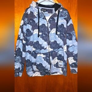 Vintage Ecko Unltd Hoodie Sweatshirt Adult XL Blue All Over Print Graffiti Art